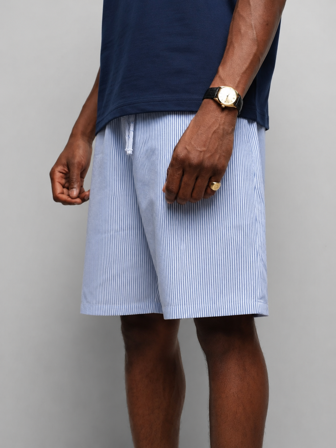 Blue Striped Shorts detail