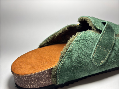 Suede Fur Lined Clogs - Grinch Green