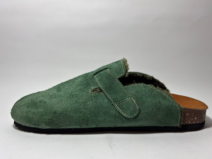 Suede Fur Lined Clogs - Grinch Green